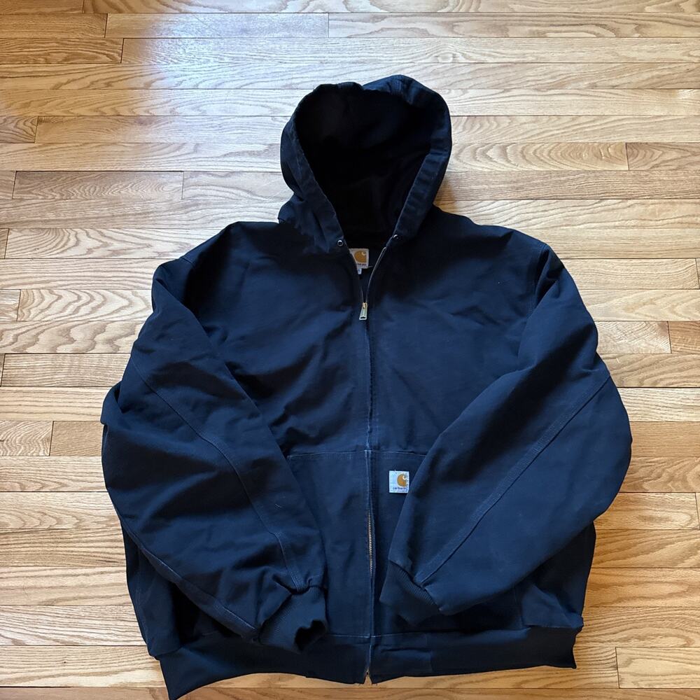 Carhartt J131 BLK Chore Coat Duck Canvas Hooded Lined USA 4XL Tall